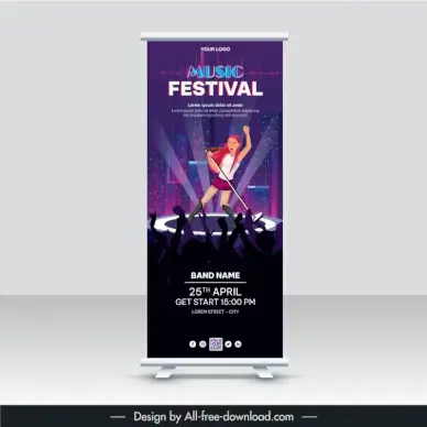 standee music festival banner template dynamic singer audience