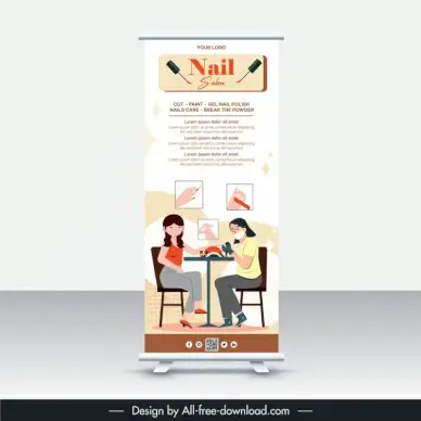 standee nail salon template women cartoon 