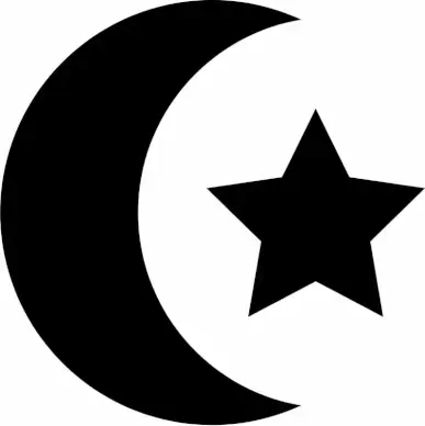 star and crescent sign icons flat silhouette outline 