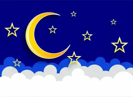 stars moon sky background blue yellow white decor