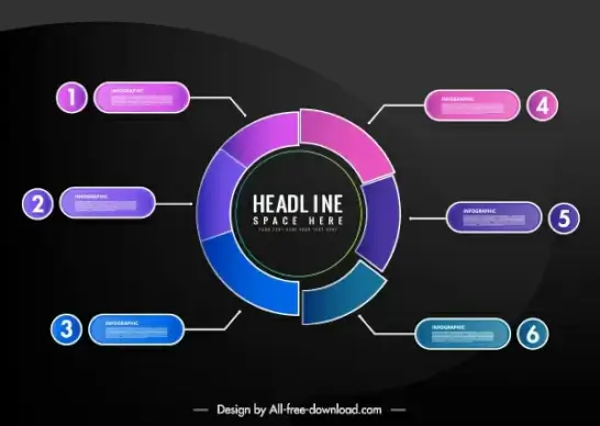 statistic infographic template circle sections layout modern dark