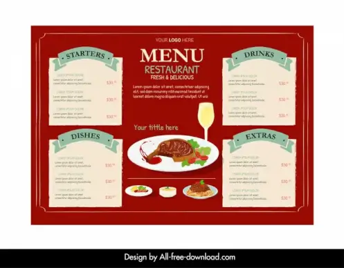 steak restaurant menu template elegant classic design 