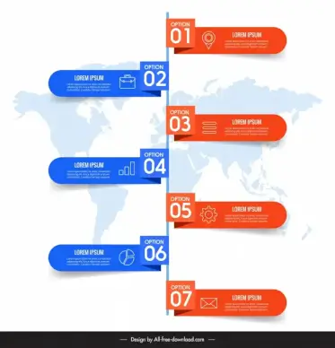 steps infographic template 3d tab world map decor