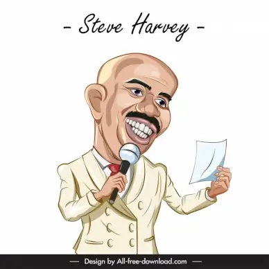 steve harvey icon funny dynamic cartoon character outline 