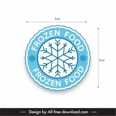 sticker frozen food template flat design symmetric snowflake circle shape