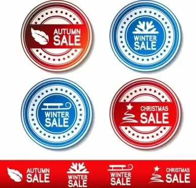 seasonal sale sticker templates circle elegant flat symbols
