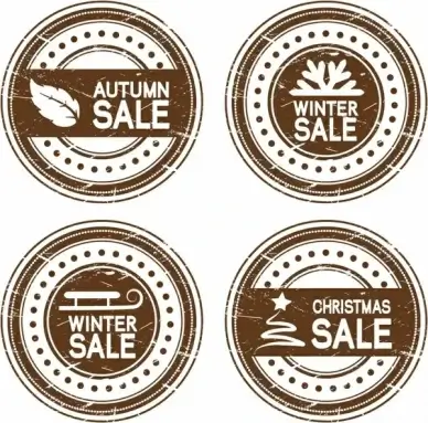 seasonal sale labels templates retro circle sketch