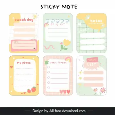 sticky note templates elegant flat classical decor