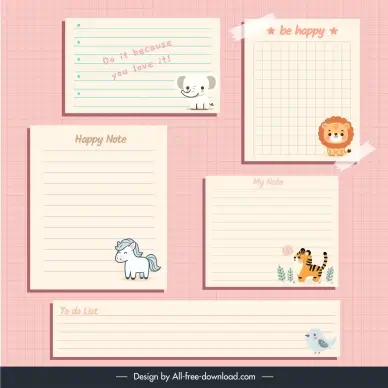   sticky notes templates cute animals cartoon