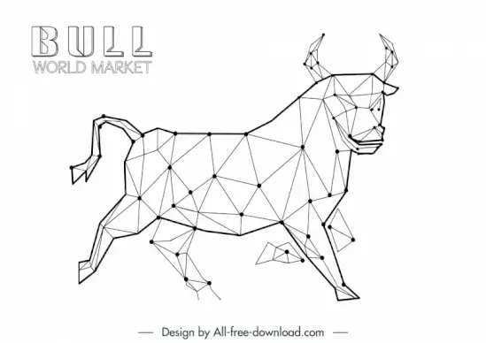 stock trade icon sign low polygonal buffalo sketch