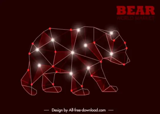 stock trading design elements low polygon bear sparkling light effect
