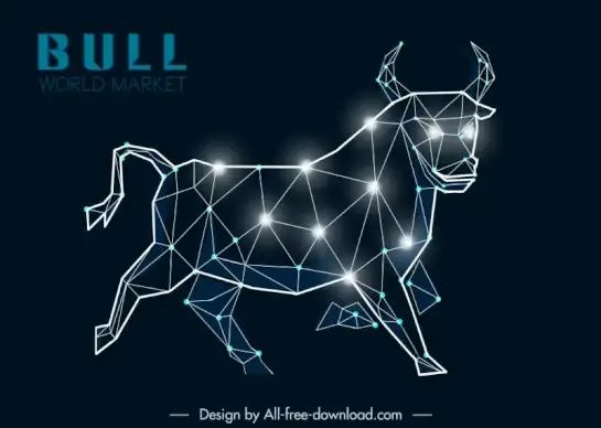 stock trading design elements low polygon buffalo icon sparkling light effect