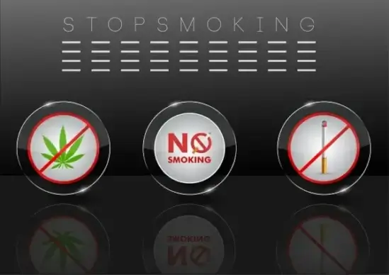 stop smoking banner shiny reflection design circle elements