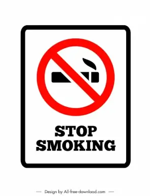 stop smoking banner template cigarette circle cross shape outline 