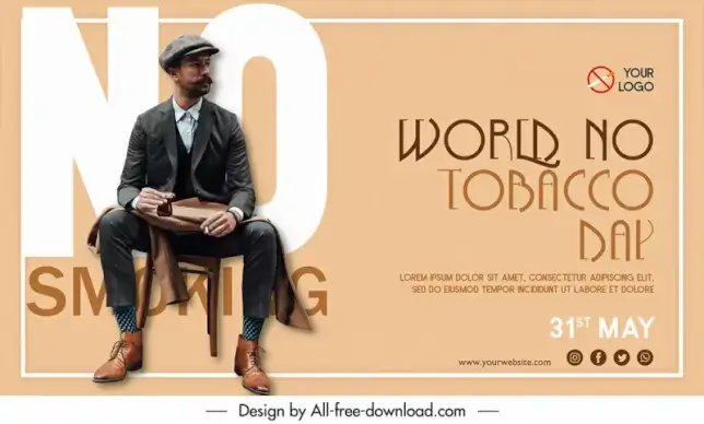  stop smoking banner template elegant man texts decor