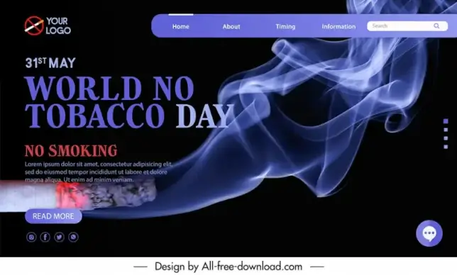  stop smoking landing page template modern dynamic dark design