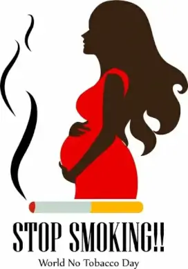 stop smoking poster pregnant woman silhouette icon design