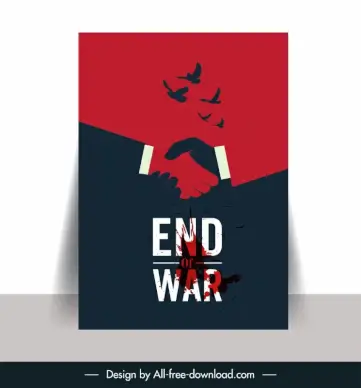 stop the war poster template flat silhouette grungy handshake blood birds decor