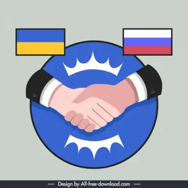 stop war logo template flat handshake russian ukrainian flags sketch