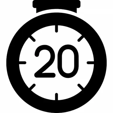 stopwatch 20 sign icon flat contrast black white sketch