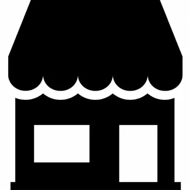 store alt sign icon, flat black white sketch