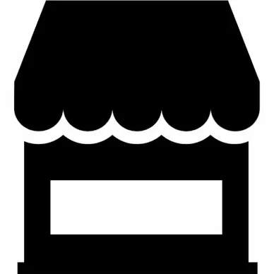 store alt sign icon, flat silhouette sketch