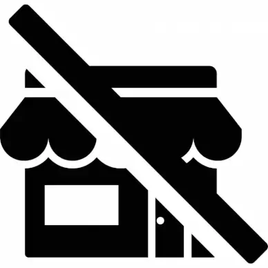 store slash sign icon flat black white silhouette sketch
