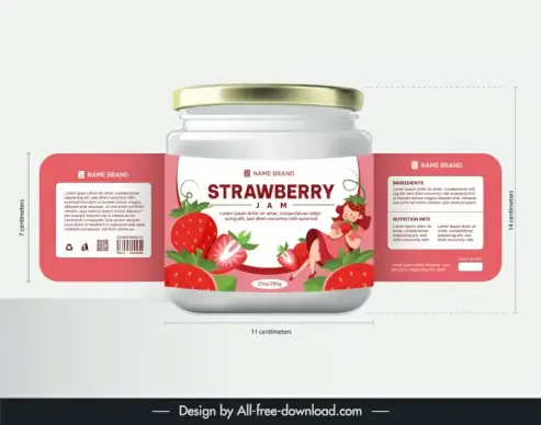 strawberry jam packaging template cute modern design 
