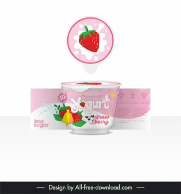 strawberry yogurt packaging template elegant dynamic 