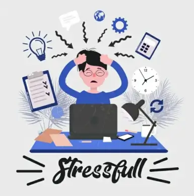 stress concept background working human arrow lightbulb icons
