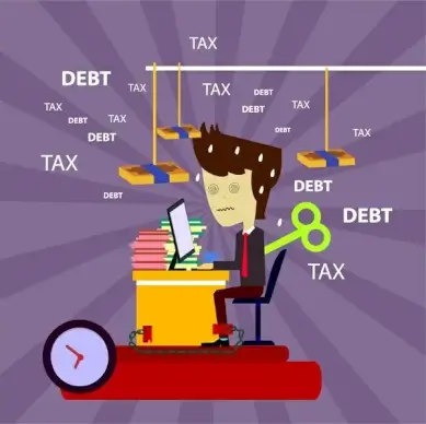 stressful business concept with colored flat design