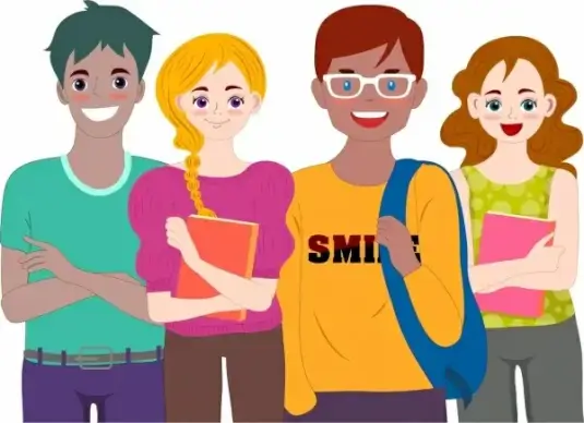 students icons modern colored cartoon characters