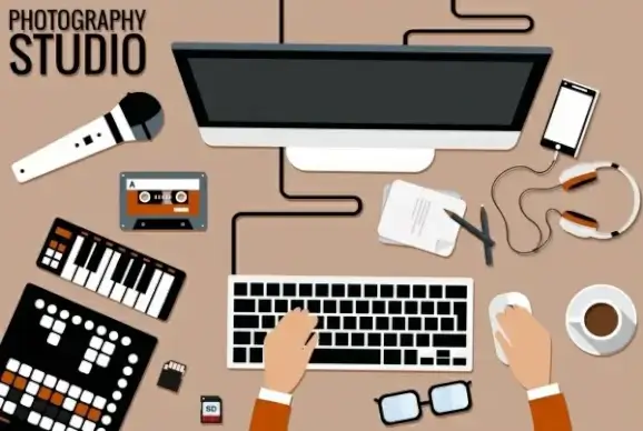 studio background record tools design elements