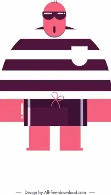 stylish man icon funny cartoon character flat design