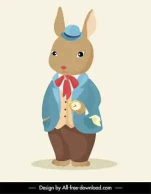 stylized rabbit icon classic gentleman sketch cartoon character