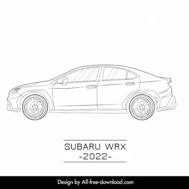 subaru wrx 2022 car model icon flat black white side view outline