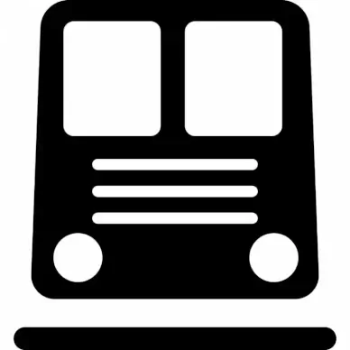 subway sign icon flat black white geometric train locomotive outline