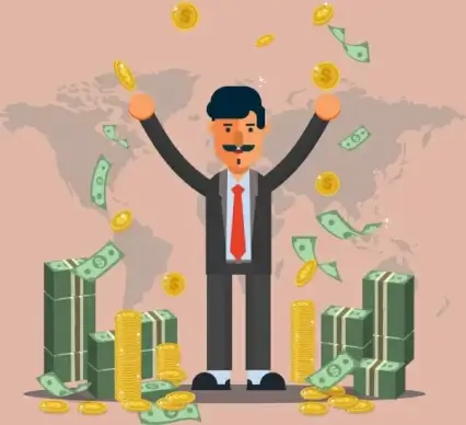 success business concept background man money coins icons