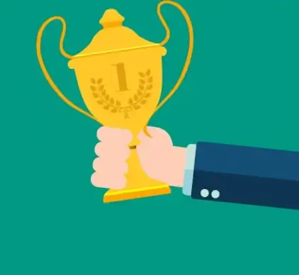 success concept hand holding cup decoration colored design