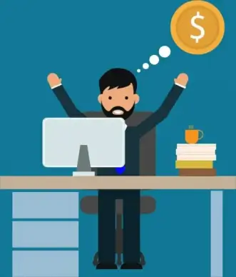 success concept happy businessman workspace decoration