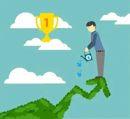 success concept theme man watering target tree design