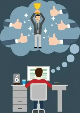 success theme design man working trophy achievement decoration