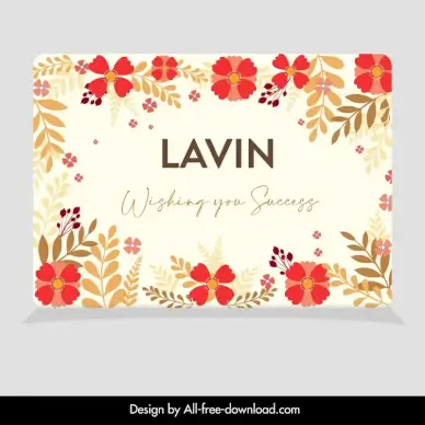 success wishing card template elegant flowers leaves decoration