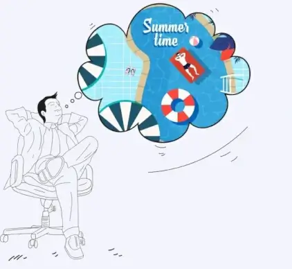 summer background dreaming man icon handdrawn sketch