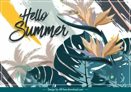 summer background leaf flower decor grunge retro design