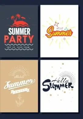 summer banner sets island sun calligraphy decoration