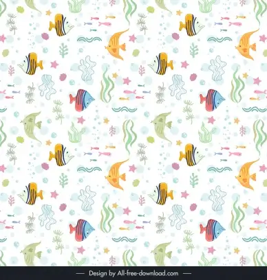 summer duotone pattern template repeating flat ocean elements cartoon