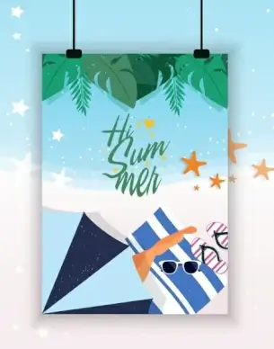 summer holiday banner beach design elements decor