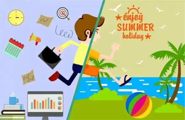 summer holiday banner with transforming design style