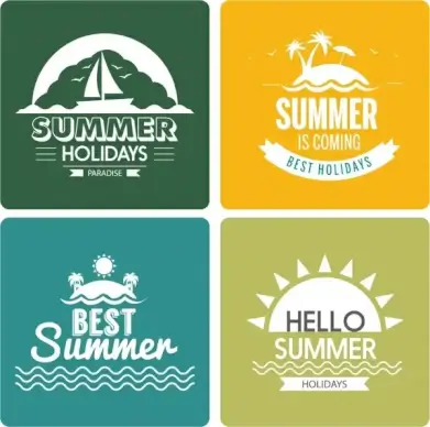 summer holiday design elements sun boat island ornament